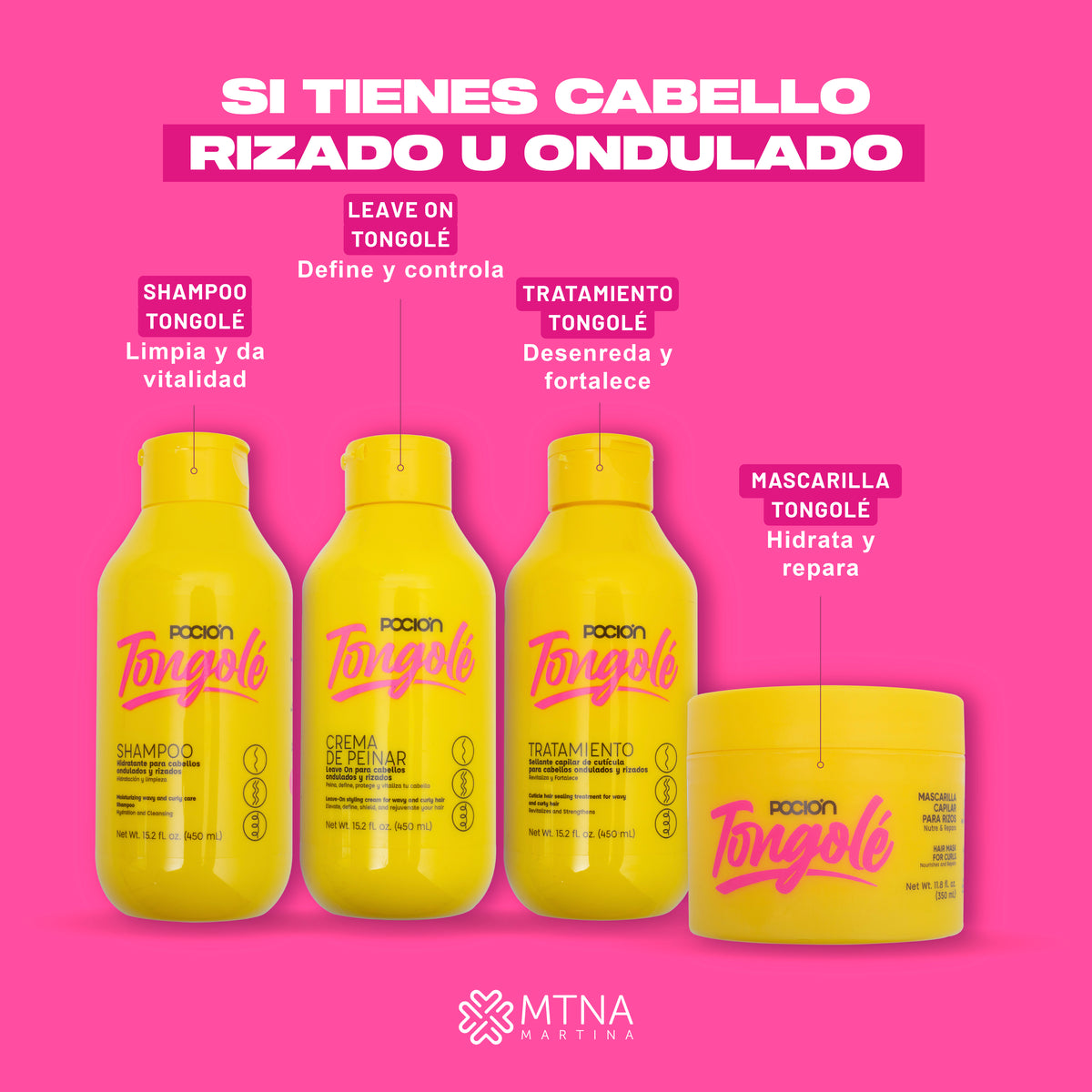KIT TONGOLÉ: PARA RIZOS Y ONDULADOS X4 POCIÓN