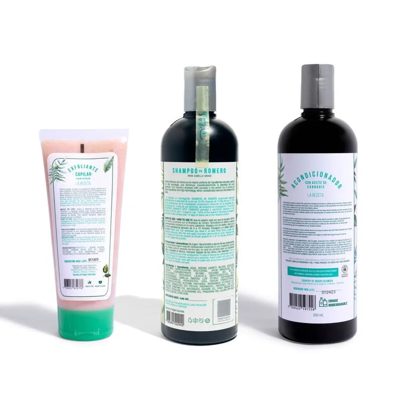 KIT PARA CABELLO GRASO X3 LA RECETA
