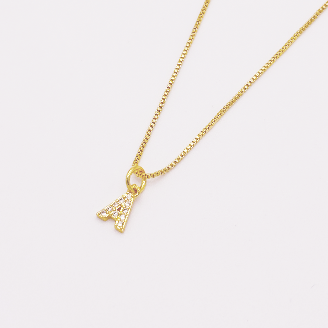 COLLAR LETRA MINI ZIRCON RODIO MARTINA