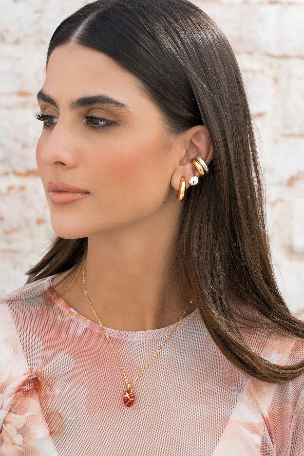 CADENA CORAZON ANATOMICO+ARETES AVEMARIA