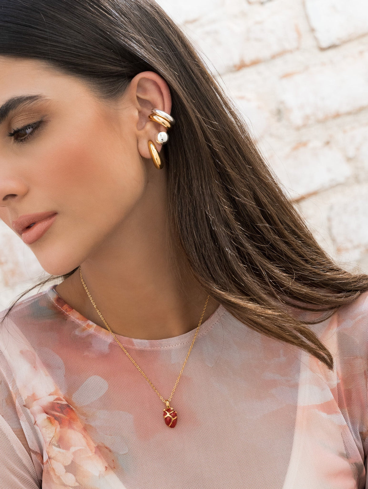 CADENA CORAZON ANATOMICO+ARETES AVEMARIA