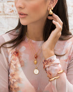 CADENA CORAZÓN ANATÓMICO + ARETES BAÑO ORO/PLATA AVEMARIA