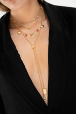 COLLAR MULTICHARMS CORAZONES+ARETES BAÑO ORO/PLATA AVEMARÍA