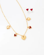 COLLAR MULTICHARMS CORAZONES+ARETES BAÑO ORO/PLATA AVEMARÍA