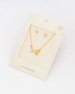 SET COLLAR GATO + ARETES HUELLA AVEMARÍA