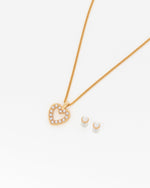 COLLAR CORAZON MULTIPERLA+ARETE AVEMARIA