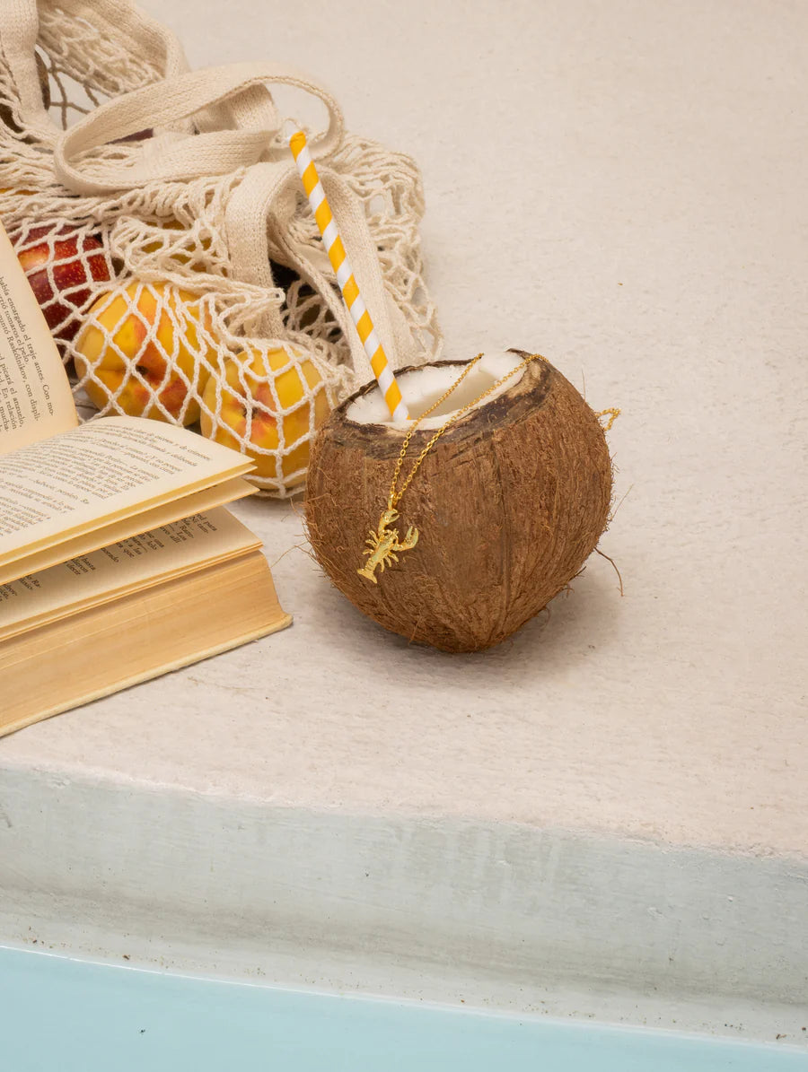 COLLAR LANGOSTA+ARETES BAÑO DE ORO AVEMARÍA