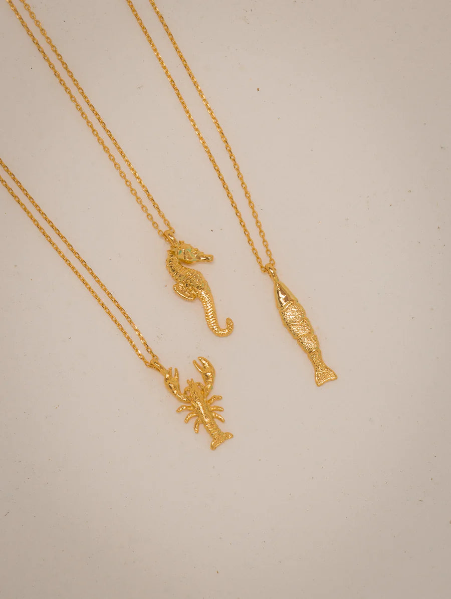 COLLAR LANGOSTA+ARETES BAÑO DE ORO AVEMARÍA