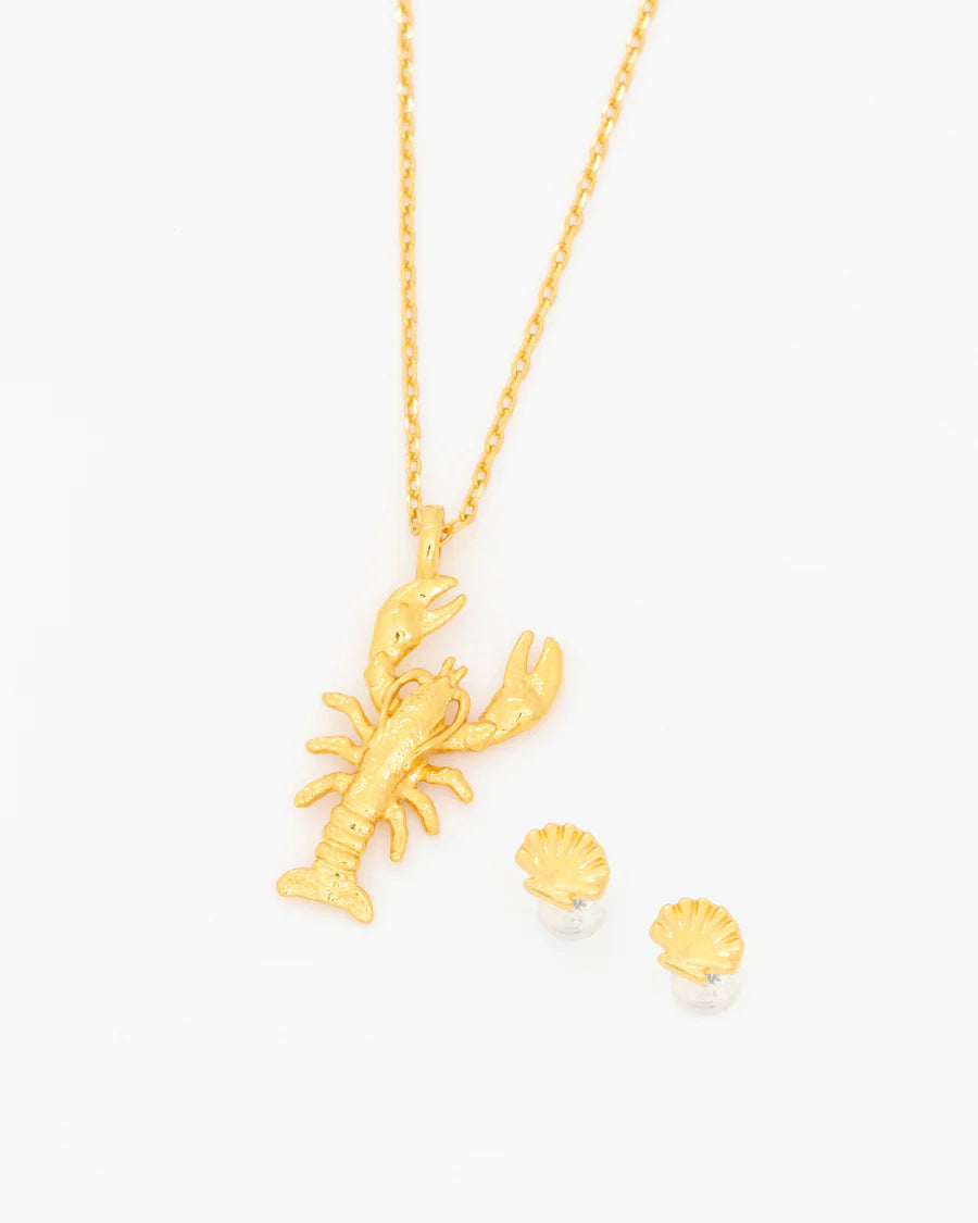 COLLAR LANGOSTA+ARETES BAÑO DE ORO AVEMARÍA