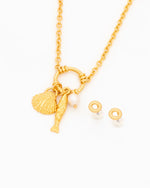 COLLAR PERLA CONCHA+ARETES BAÑO DE ORO AVEMARÍA