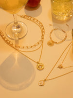 COLLAR X3 LAYERING DEST+ARETES BAÑO DE ORO AVEMARÍA