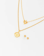 COLLAR X2 LAYERING LUCERO+ARETES BAÑO DE ORO AVEMARÍA