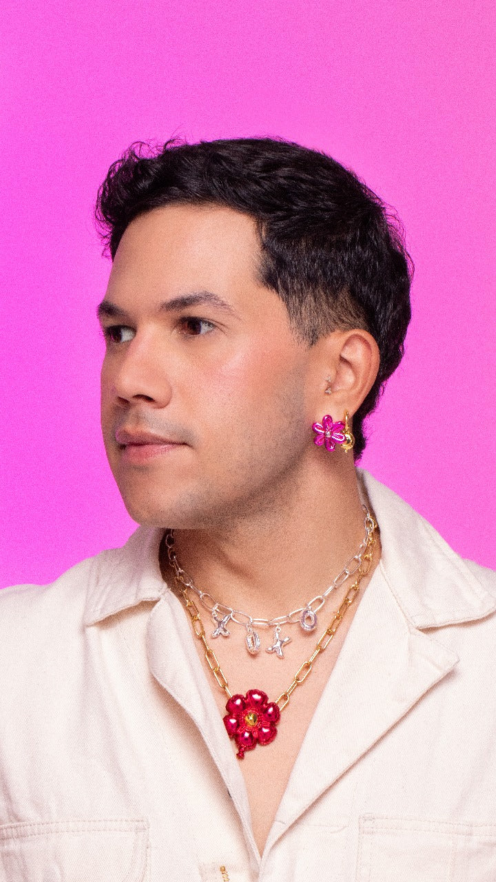 COLLAR FLOR GLOBO FUCSIA+ARETE AVEMARÍA