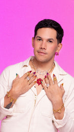 COLLAR FLOR GLOBO FUCSIA+ARETE AVEMARÍA