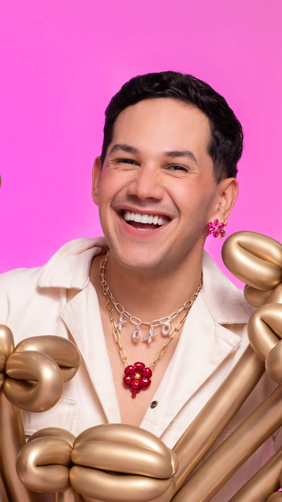 COLLAR FLOR GLOBO FUCSIA+ARETE AVEMARÍA