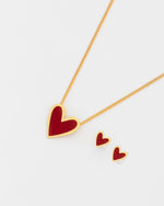 SET CADENA + ARETES CORAZÓN AVEMARIA