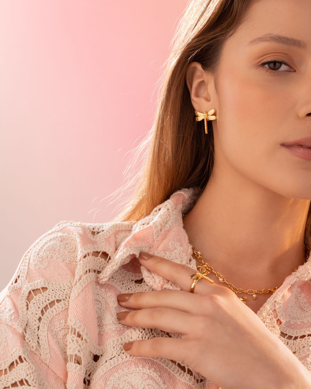 ARETES LIBELULA ORO AVEMARÍA