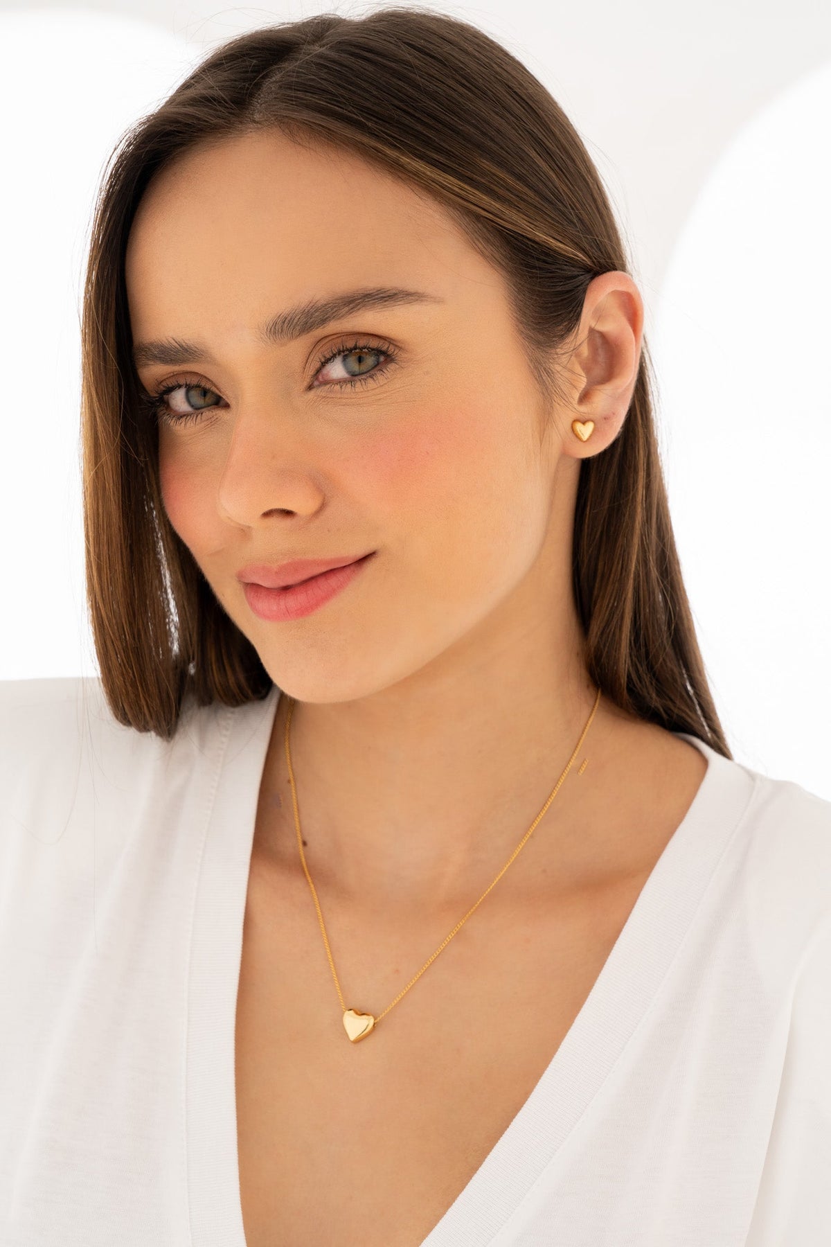 SET COLLAR + ARETE CORAZON LISO AVEMARIA