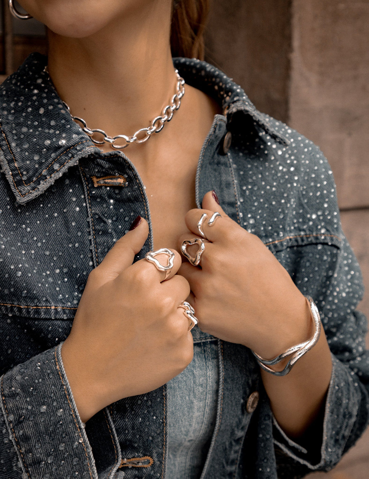 SET X 2 ANILLOS SILUETA AMORFA AVEMARIA