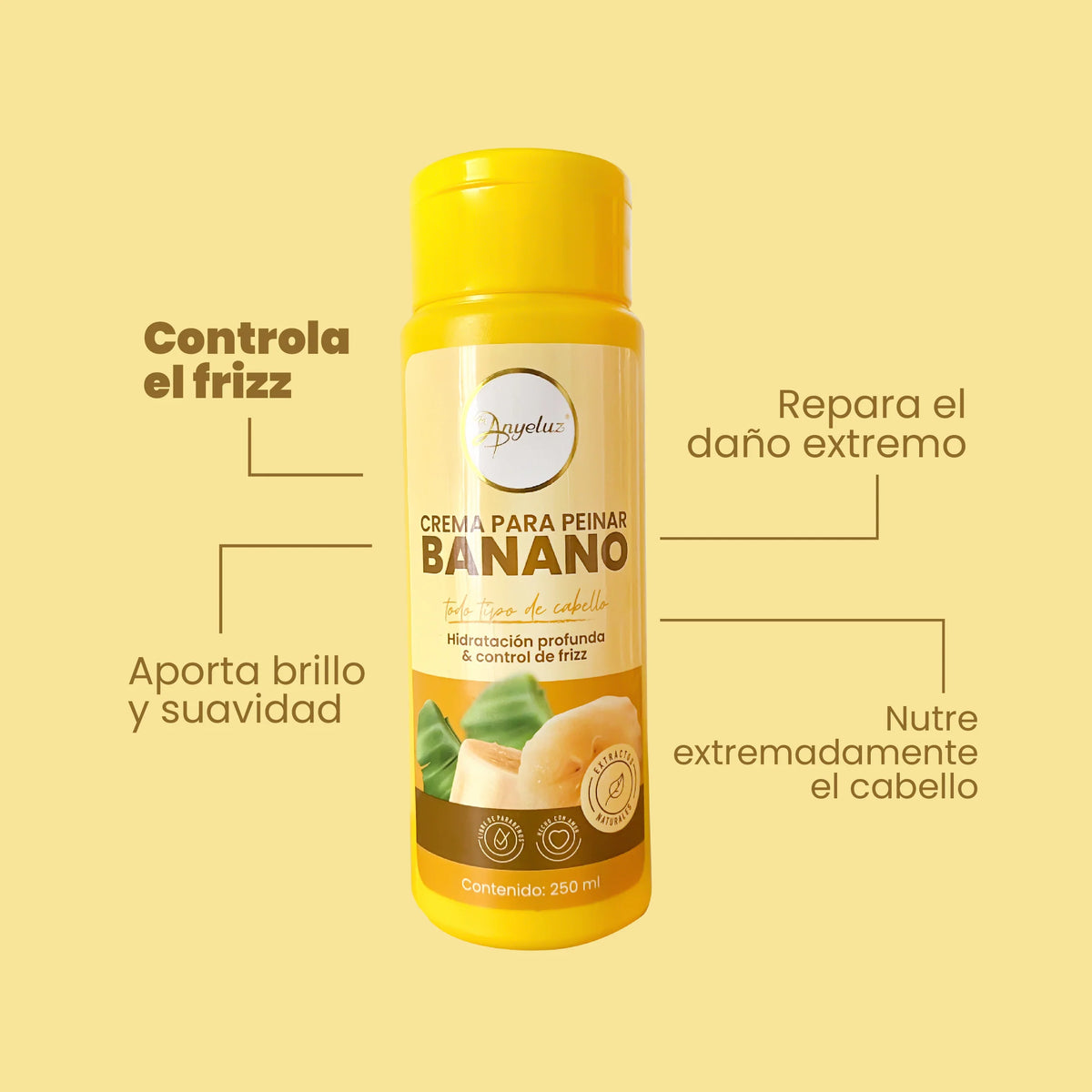 CREMA PARA PEINAR CON BANANO 250ML ANYELUZ