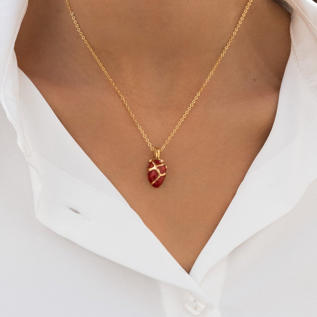 CADENA CORAZON ANATOMICO+ARETES AVEMARIA