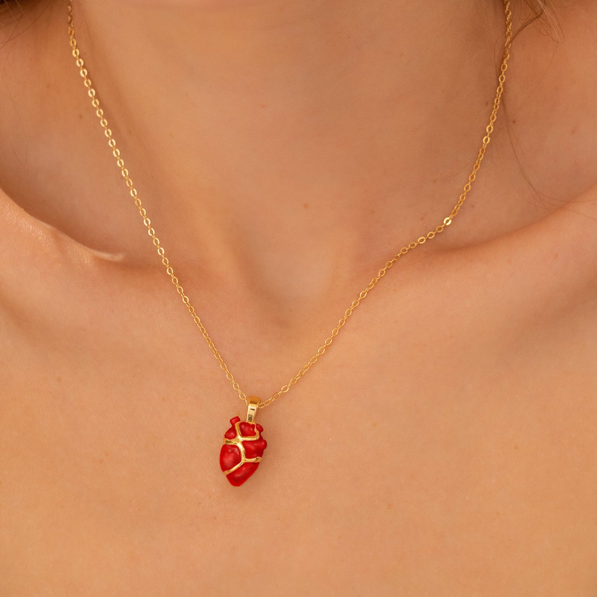 CADENA CORAZON ANATOMICO+ARETES AVEMARIA