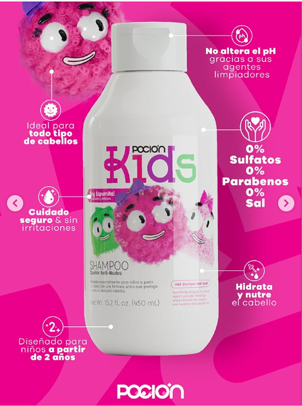 SHAMPOO KIDS ANTI-NUDOS 450ML POCIÓN