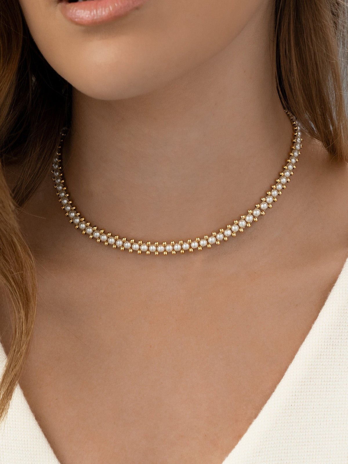 CHOKER TEJIDO A MANO PERLAS AVEMARIA