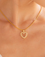 COLLAR CORAZON MULTIPERLA+ARETE AVEMARIA