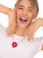 COLLAR FLOR GLOBO FUCSIA+ARETE AVEMARÍA