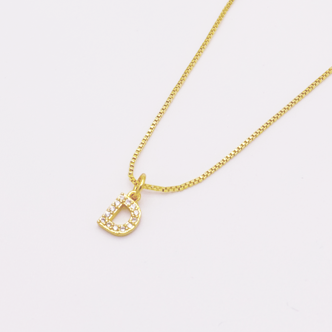 COLLAR LETRA MINI ZIRCON RODIO MARTINA