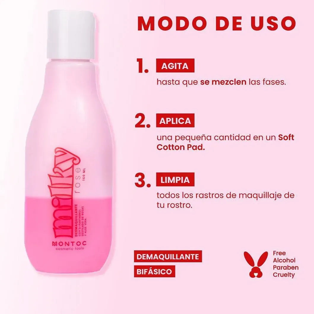 DESMAQUILLANTE BIFÁSICO MILKY ROSE 160ML MONTOC