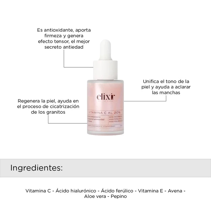 SERUM FACIAL ANTIOXIDANTE VITAMINA C 30ML ELIXIR