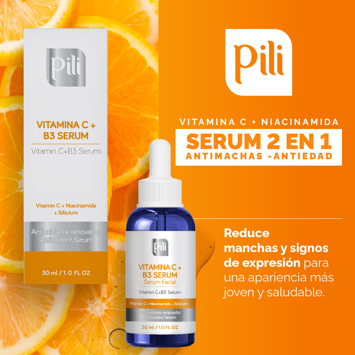 SERUM VITAMINA C + NIACINAMIDA B3 30ML PILI