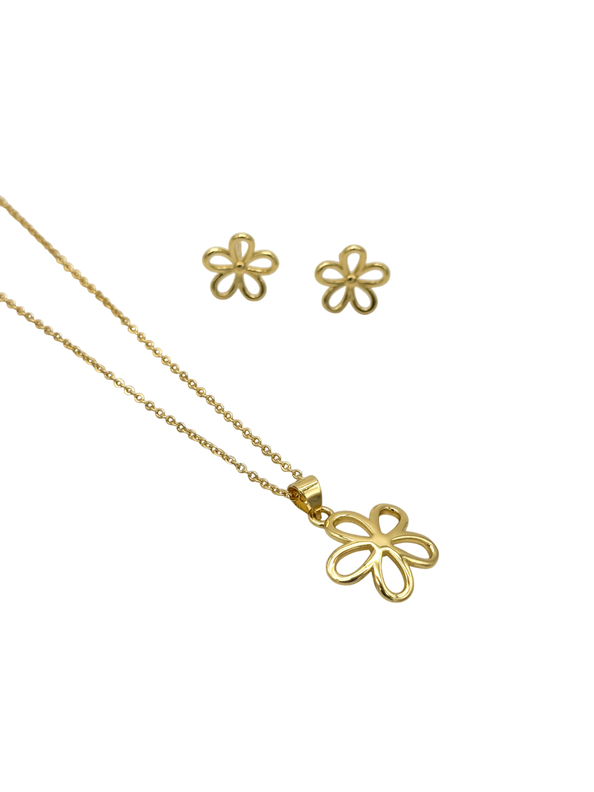 SET FLOR COLLAR + ARETES RODIO MARTINA