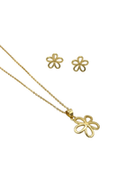SET FLOR COLLAR + ARETES RODIO MARTINA