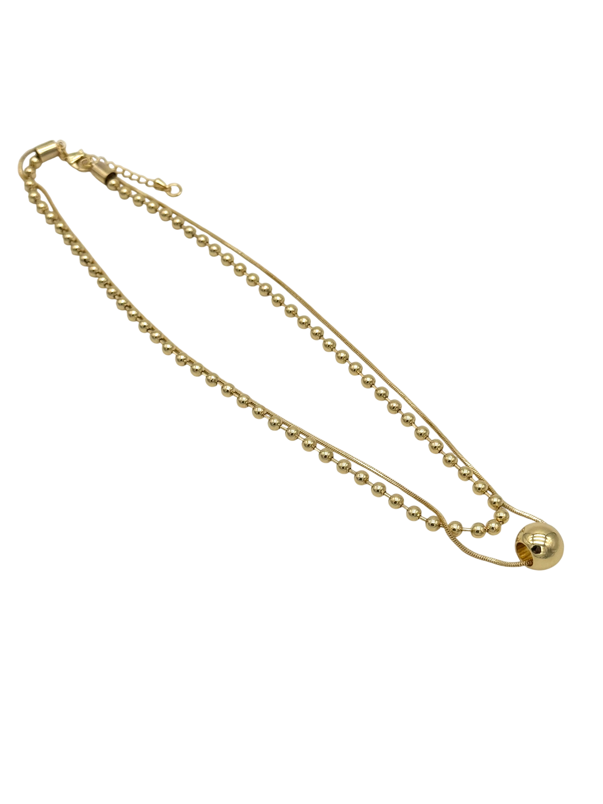 SET DOBLE COLLAR + ARETE 44CM RODIO MARTINA DORADO