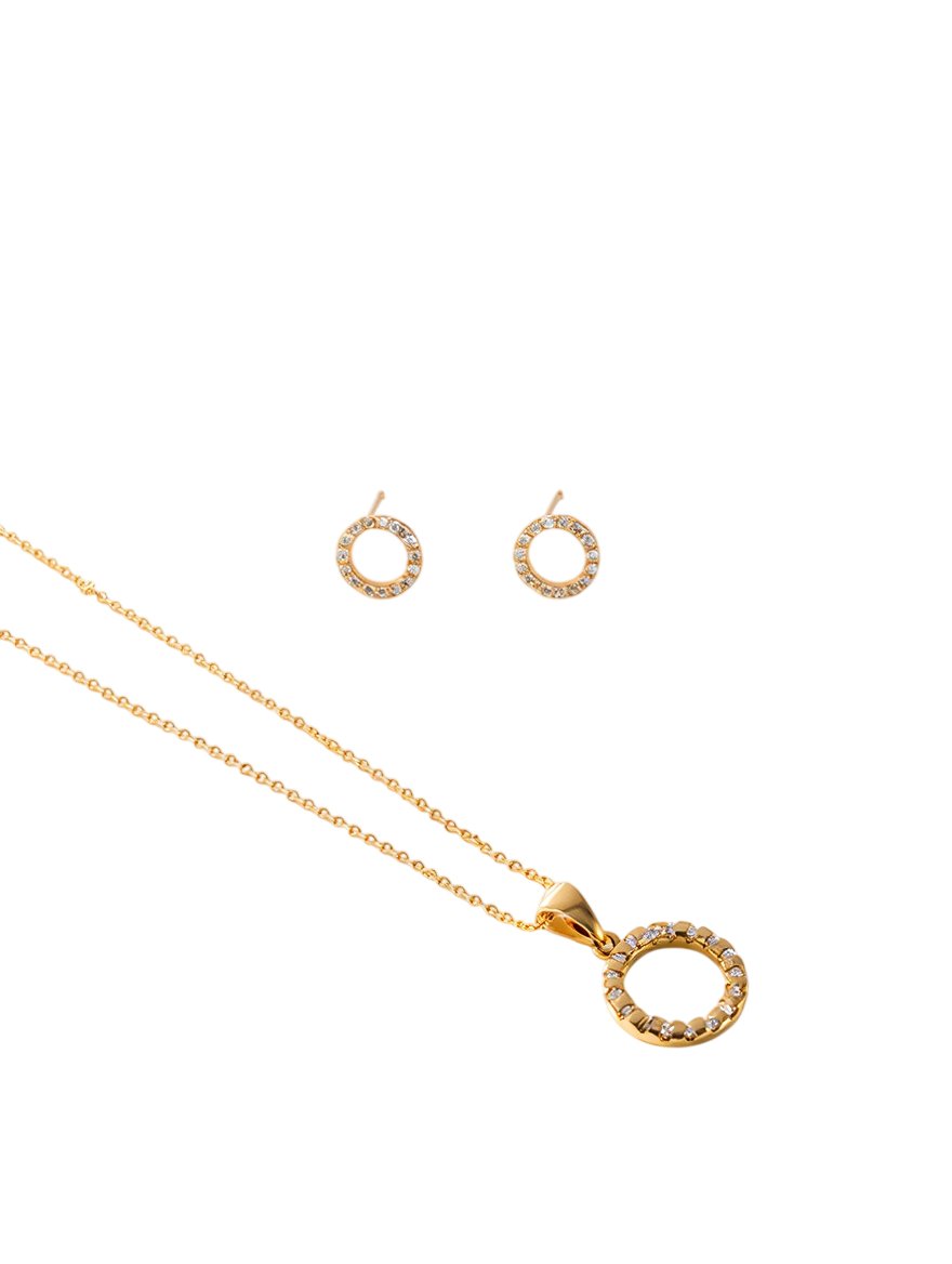 COLLAR + ARETE ARO ZIRCON RODIO MARTINA
