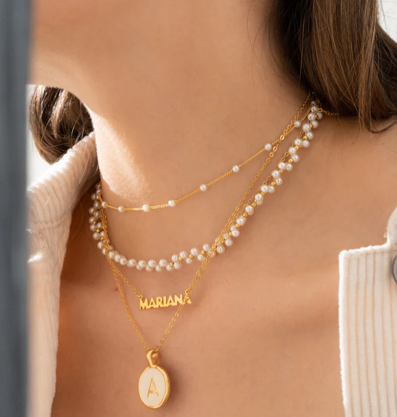 CHOKER TEJIDO PERLITAS BAÑO DE ORO AVEMARÍA