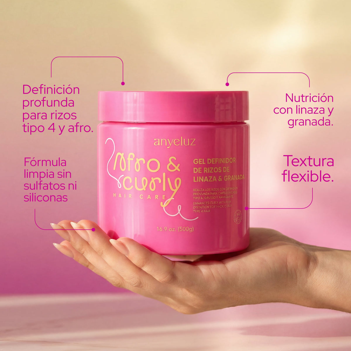 GEL DEFINIDOR DE RIZO AFRO&CURLY 500G ANYELUZ