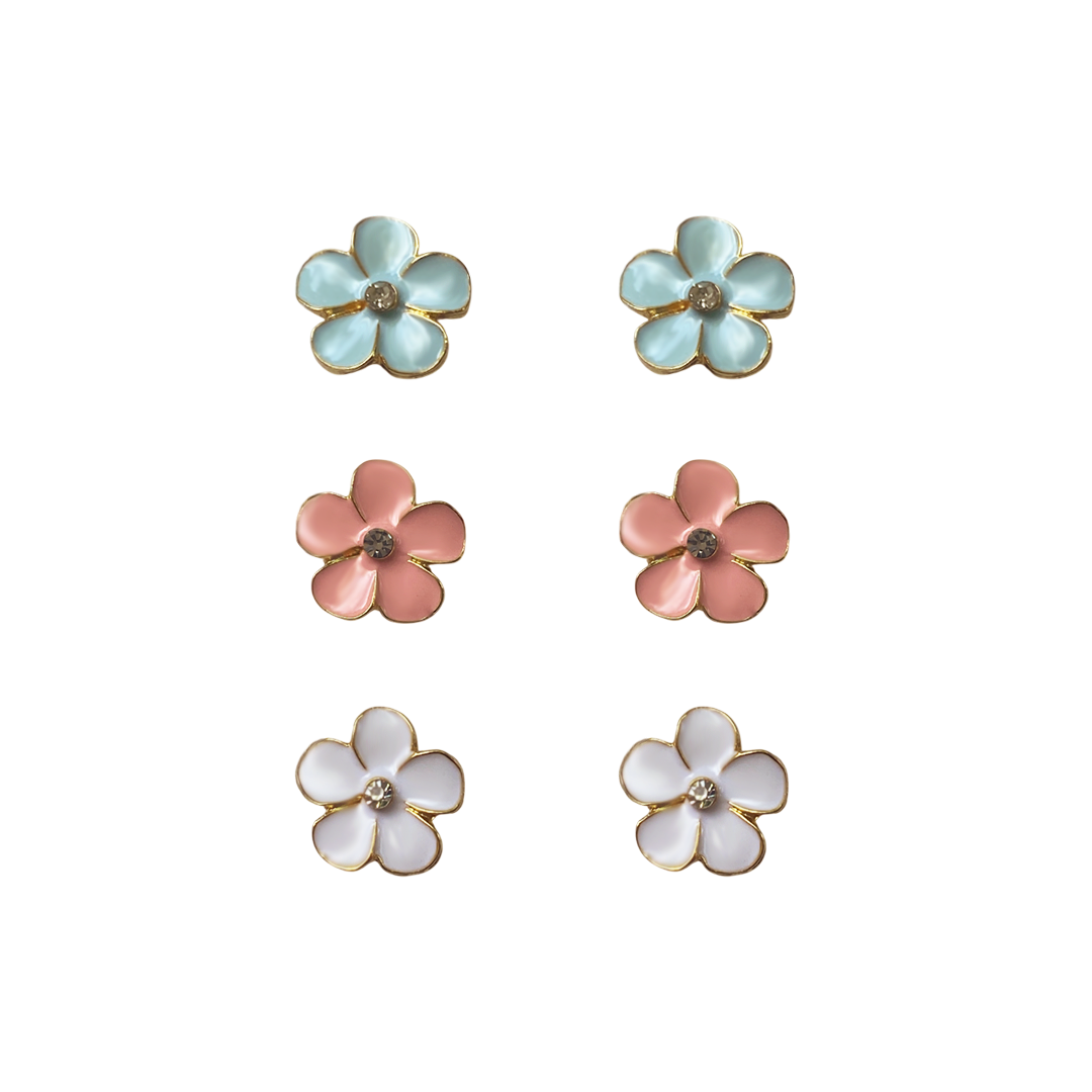 SET X3 ARETES DE FLOR RODIO MARTINA