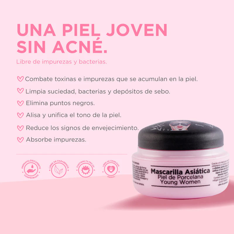 MASCARILLA ASIÁTICA PIEL DE PORCELANA-PIELES JOVENES IDUNN