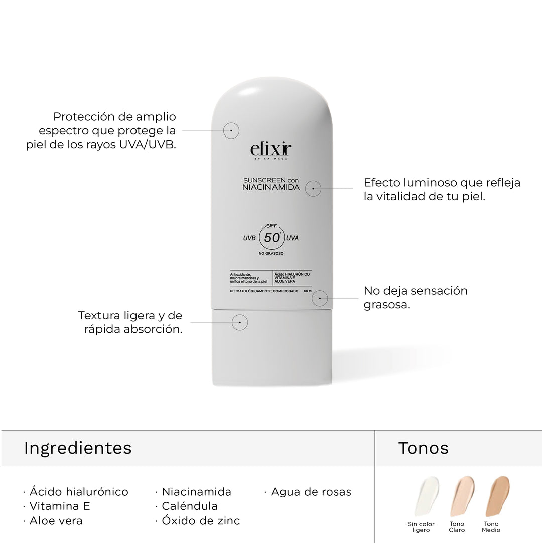 SUNSCREEN SPF 50 SIN COLOR 60ML ELIXIR