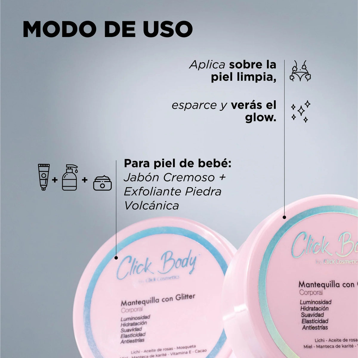MANTEQUILLA CON GLITTER 250ML CLICK HAIR