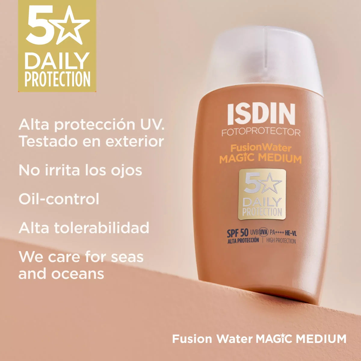 FOTOPROTECTOR FUSION WATER MAGIC GLOW SPF 50 MEDIUM 50ML ISDIN