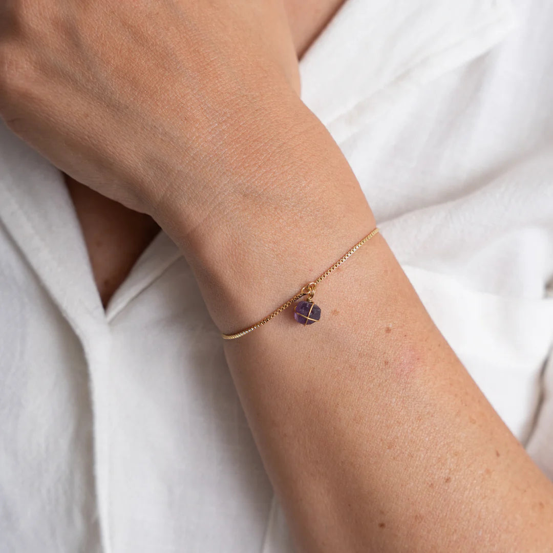 PULSERA DIJE EN CUARZO BAÑO DE ORO WISH