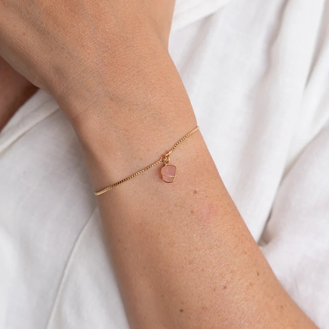 PULSERA DIJE EN CUARZO BAÑO DE ORO WISH