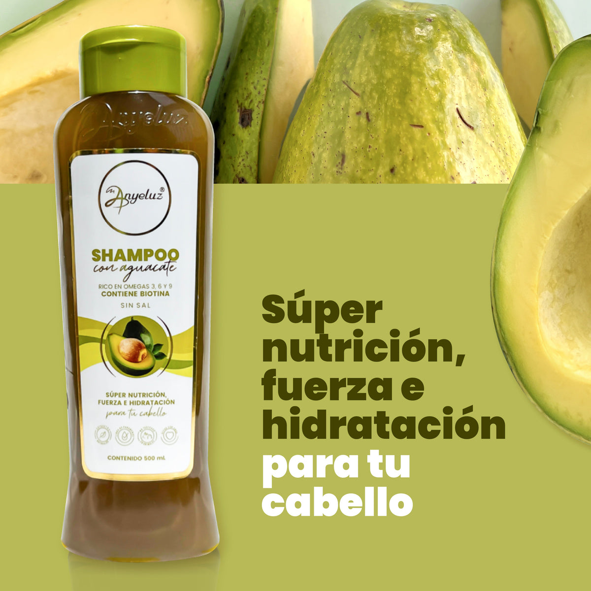 SHAMPOO CON AGUACATE 500ML ANYELUZ