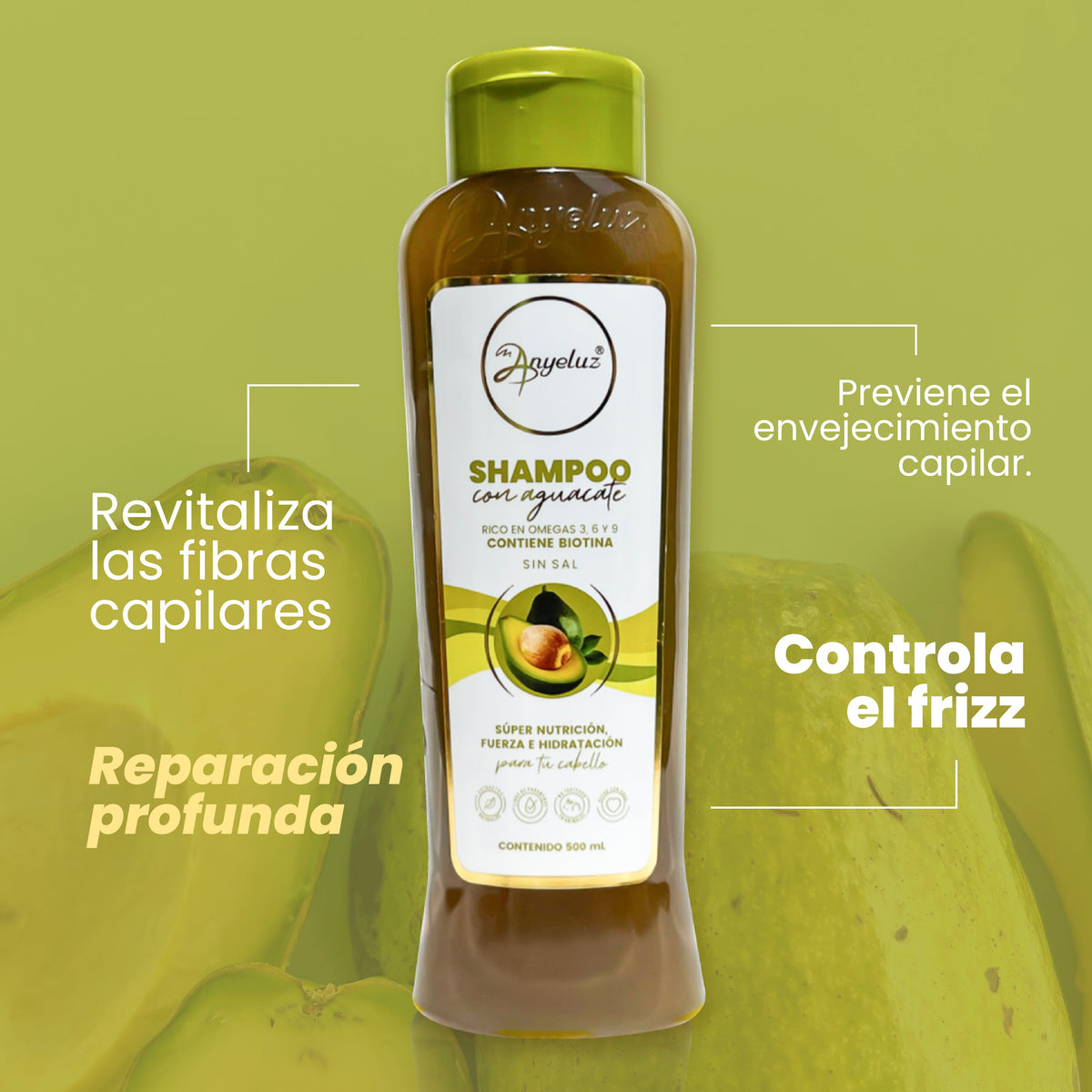 SHAMPOO CON AGUACATE 500ML ANYELUZ