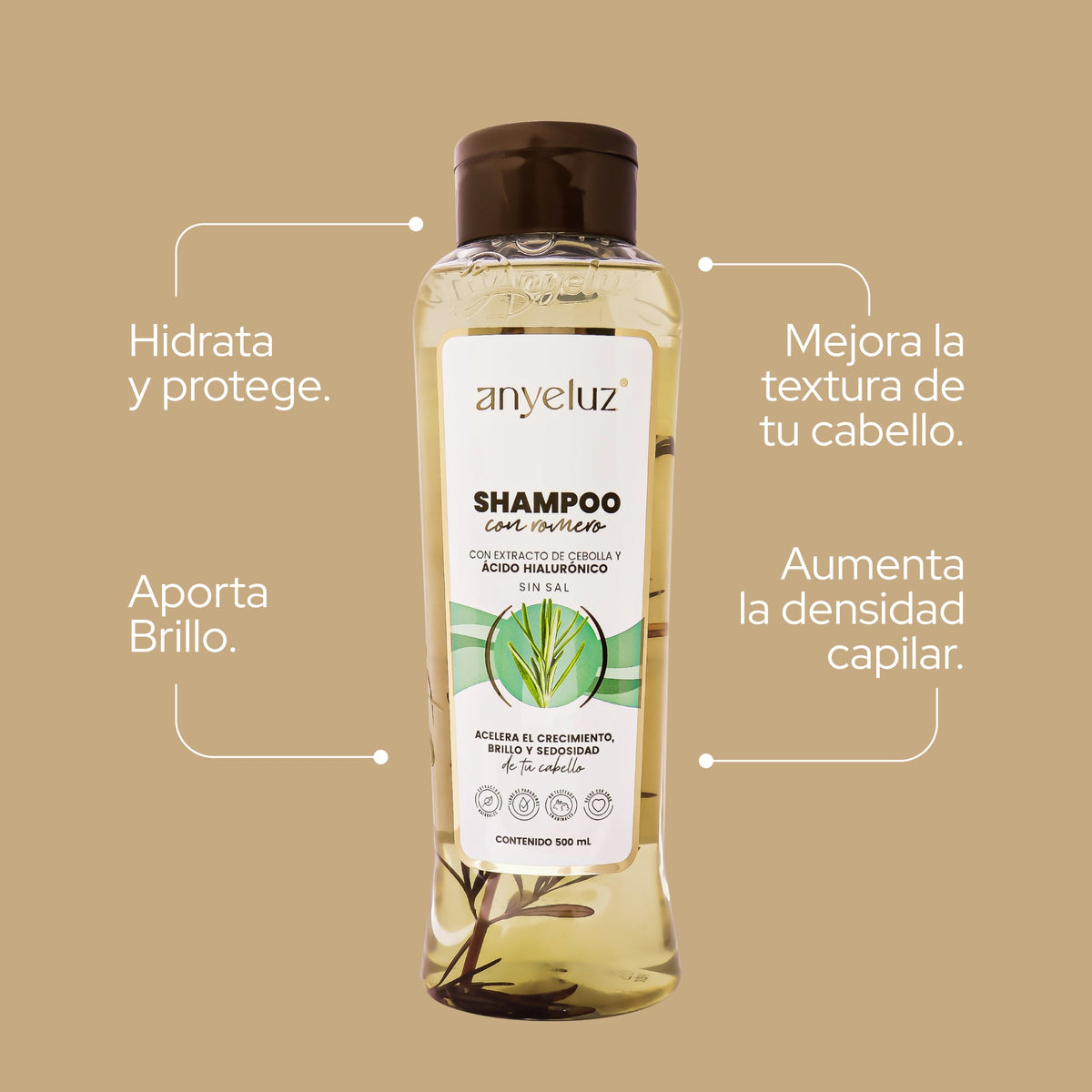 SHAMPOO CON ROMERO 500ML ANYELUZ